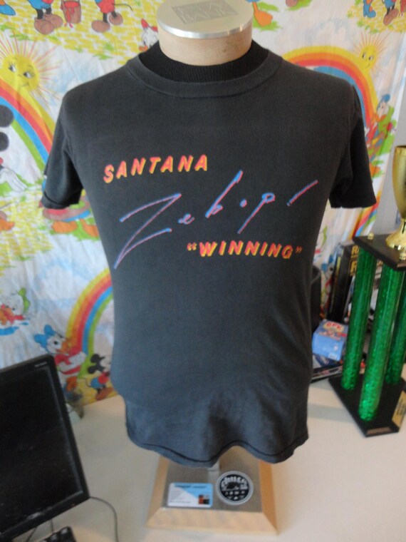 Vintage 80's Carlos Santana Zebop Winning Band Tee Concert 1981
