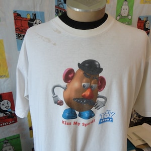Vintage Walt Disney Toy Story Kiss My Spud Mr. Potato Head Movie Promo T Shirt XL