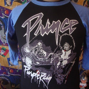 Vintage 80&#39;s Prince and The Revolution Purple Rain Movie Promo 1984 Concert Tour Tee Raglan Sleeve Thin T Shirt Size S small