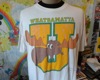 Rare!! Vintage 90's WHATSAMATTA UNIVERSITY Rocky and Bullwinkle