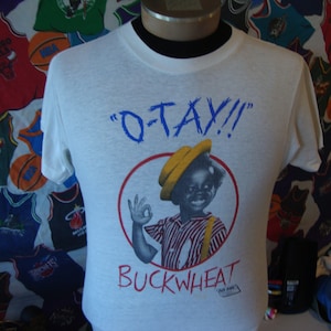 Vintage 80&#39;s Vintage Buckwheat O-TAY Funny Our Gang TV Show Tee SNL Little Rascals Soft Thin T Shirt Size S