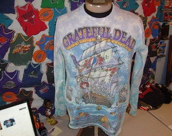 Vintage 90's The Grateful Dead Ship Of Fools 1883 Ty Dye Long Sleeve T Shirt L