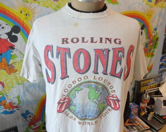 Vintage 90's The Rolling Stones Voodoo Lounge concert band Tee Tour 1994 1995 T Shirt Size XL