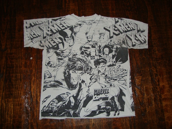【希少】90sヴィンテージ カンタベリー　メンズカットソーMサイズ Vintage Marvel Shirt Comic X-Men 1994 Tshirt Green Wolverine Fits