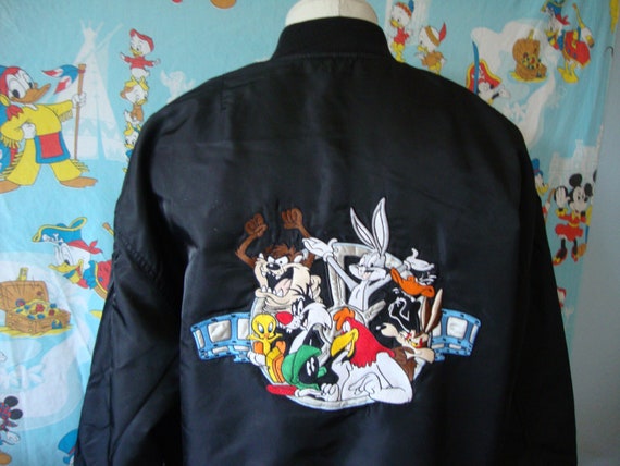 Vintage 90's Looney Tunes 1997 Cartoon Black Satin