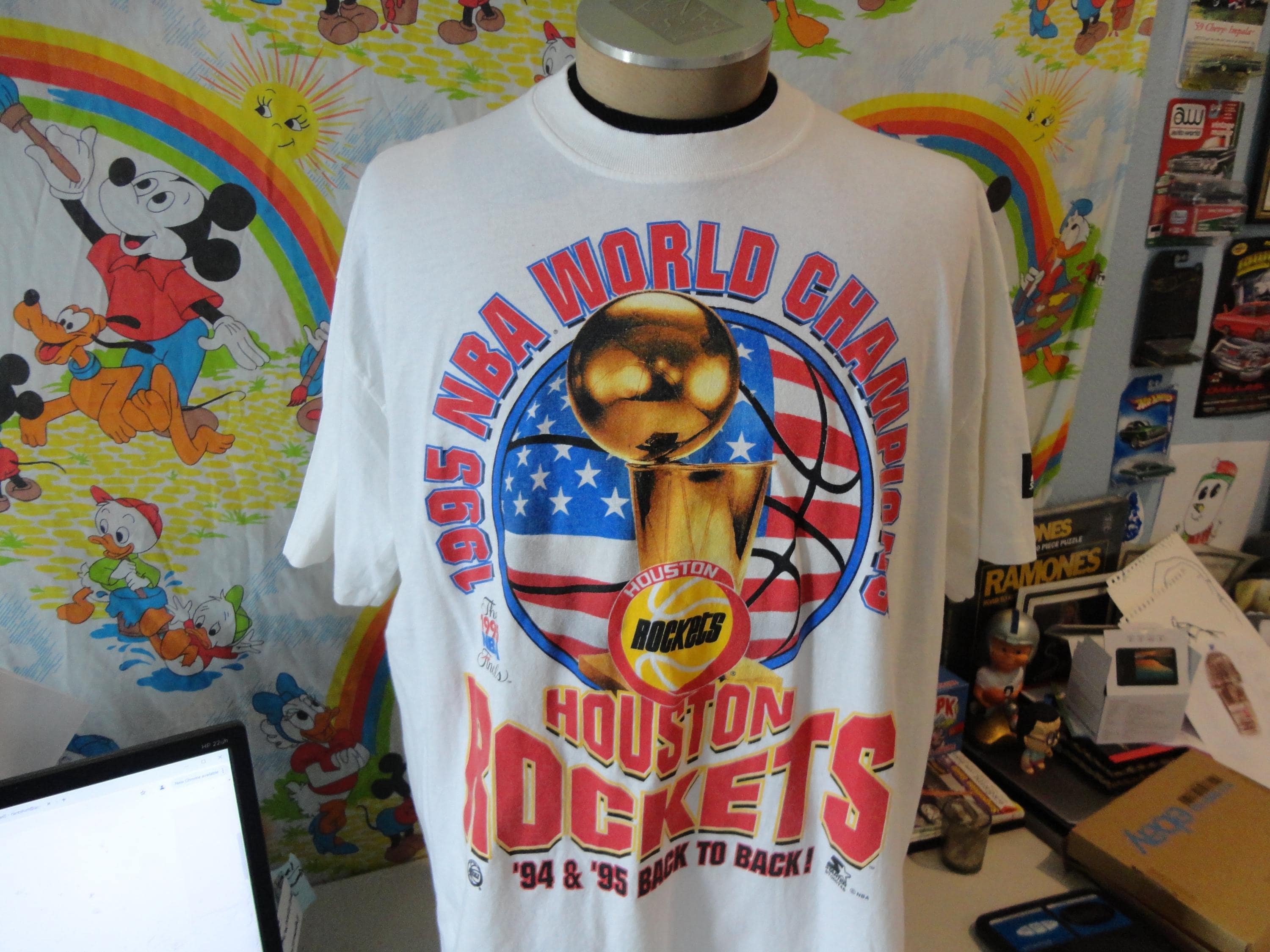 Vintage 90's Houston Rockets 1995 NBA Finals Champions Tee White T