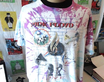 Vintage 90-tals Pink Floyd 1994 Live Quad Sound Redefining The Stadium Spectacular turnékonsert Ty Dye All Over Print Single Stitch T-shirt XL