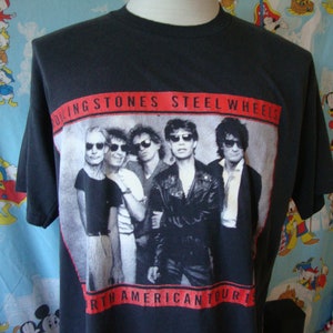 Vintage 80&#39;s The Rolling Stones 1989 Steel Wheels classic rock concert tour rare band tee Budweiser T Shirt Size M