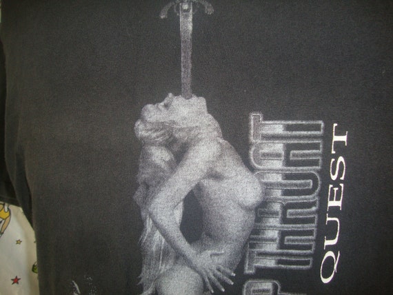 Vintage DEEP THROAT The Quest Official Stud 1997 Porno Movie Promo 90's  Porn Tee Black T Shirt Size XL