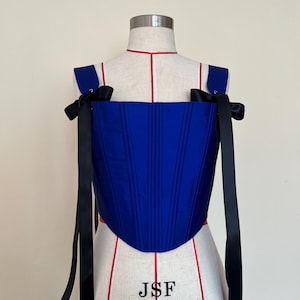 Royal Blue & Black Shot Corset – Handmade Elegance in Premium Plain Weave - Size S