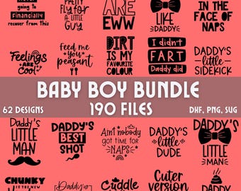 62 Baby Boy SVG Bundle, Funny Baby Quotes Svg, Baby Shower Svg, Boy Onesie Svg, Cute Baby Svg, Nursery Svg, Cricut Baby Cut Files