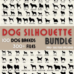 300+ Hunde SVG-Clipart-Bundle: 100 Hunderassen, Line Art Silhouette, SVG-Dateien für Cricut, Sublimation, digitaler Download, Png, SVG-Schnitt Dateien
