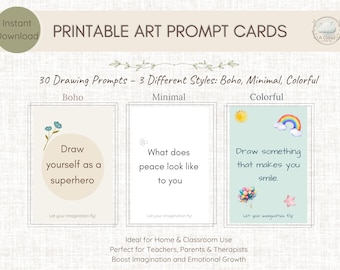 Art Prompt Cards for Kids: Creative Drawing Ideas (PDF Download, Ages 4+)