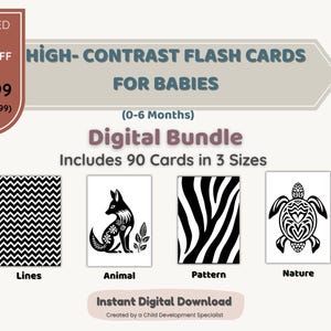 High-Contrast Baby Flash Cards – Printable Sensory Cards for Newborns – 90 Black & White Visual Stimulation Cards PDF + PNG