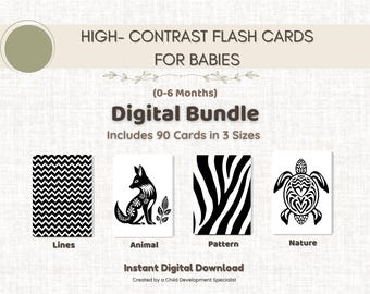Baby Flashcards: High-Contrast Visual Stimulation, Montessori Newborn (PDF)