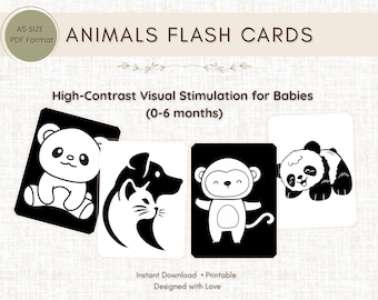 Black & White Animal Flashcards: Baby Visual Stimulation (Digital Download)