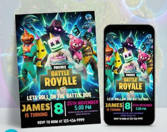 Fort Game Birthday Invitation, Fort Night Birthday, Game Party Invite, Video Game Birthday Invite, Game Birthday Invitation, Canva Editable