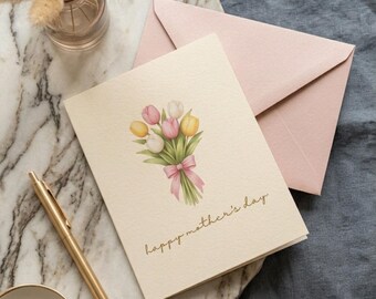 Bloemen Moederdagkaart, botanisch boeket, afdrukbare groet (digitaal bestand)