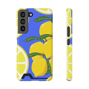 Étui pour téléphone citron avec porte-cartes - Adorable accessoire d'agrumes pour les amateurs de fruits, unique, cadeau pour elle, portefeuille pour téléphone