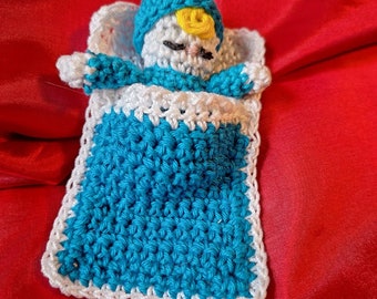 Crochet Baby in Blanket Toy, Stocking Stuffer, Play Set, Mini Doll,  Pocket Doll, Hand made in USA.