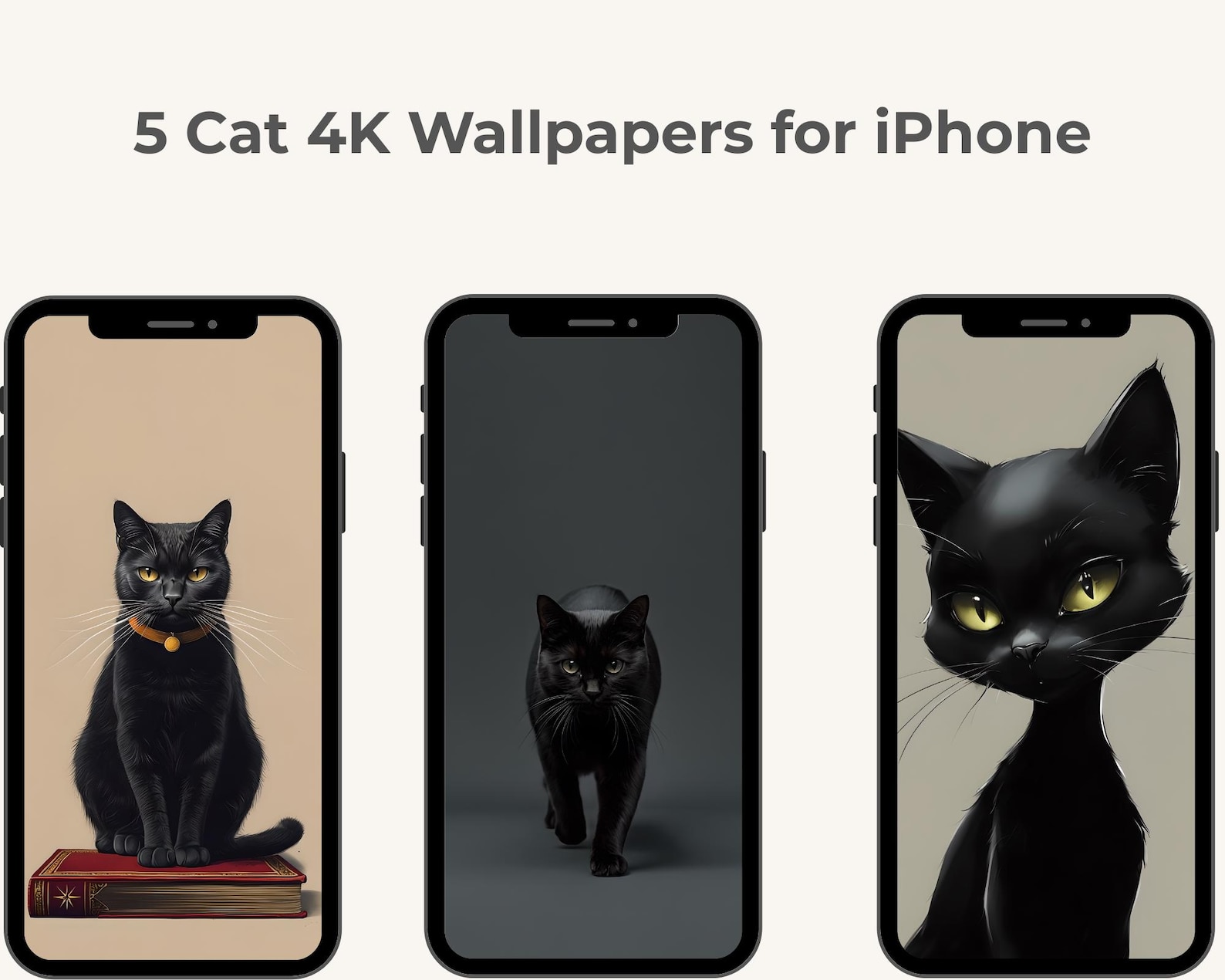 5 Black Cat Wallpapers 4K – Digital Download for Iphone, Desktop, Black ...