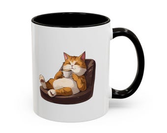 Cat Coffee Mug, Colorful Mugs, 11oz, 15oz, Cat Lover Gift, Ceramic Tea Cup, Animal Lover Mug, Coffee Lover Gift