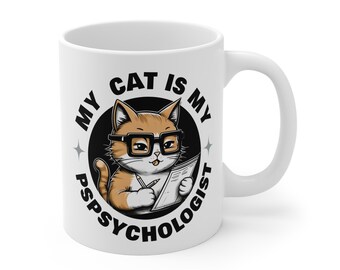 Funny Cat Mug - Cute Kitty Ceramic Cup for Cat Lovers, Cat Lady Gift, Novelty Coffee Mug, Cat Owner Present, Cat Mom Tea Cup