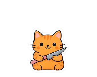 Intimidating Cat Kiss-Cut Stickers, Funny Cat Decal, Cute Animal Laptop Sticker, Cat Lover Gift, Vinyl Pet Sticker, Waterproof Phone Sticker