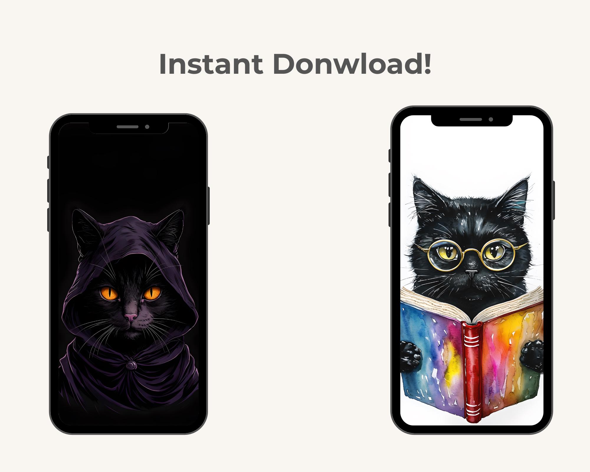 5 Black Cat Wallpapers 4K – Digital Download for Iphone, Desktop, Black ...