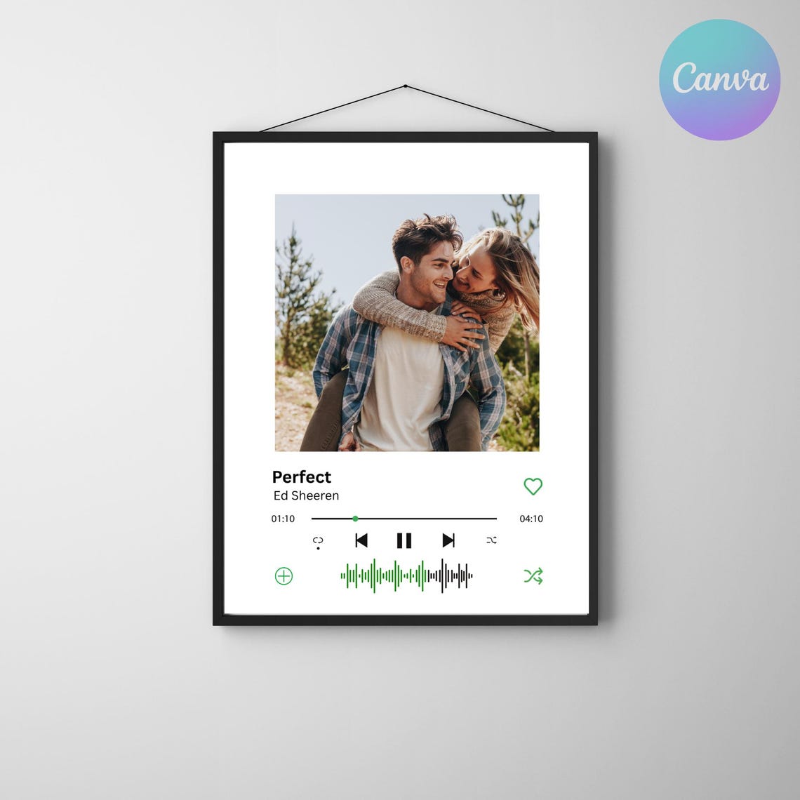 Song Note Frame Custom Spotify Song Frame Template - Personalized Music Art (canva ...