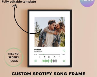 Plantilla de marco de canción de Spotify personalizada - Arte musical personalizado (Lienzo editable, descarga digital)