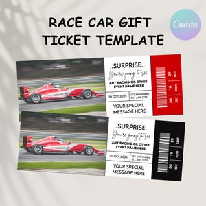 Race Car Ticket Template: Editable Surprise Gift (Canva Template)