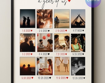 1st Anniversary Photo Collage Template: Editable Canva Gift (Digital Download)