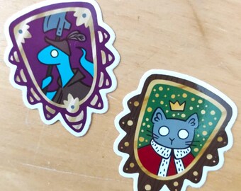 Wapenschild van dino | Koninklijke kat | Sticker | Dieren met banen