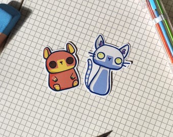 Blauwe kat met hamster - Schattige dieren - Stickers