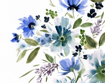 Fields of Flourish | Bright Expressive Watercolor Floral Print | Kids Room Decor | Nursery Art | Home Decor by Stephanie Ryan