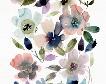 Mood Garden Flow 2 | Allover Watercolor Flower Design | Wall Art |  Flowing and Serene | Archival Art Print | Home Decor by Stephanie Ryan