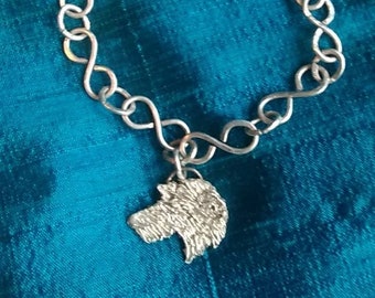 Irish Wolfhound Fine Silver Charm and Sterling Bracelet