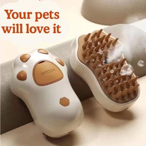 Pet Steam Brush for Dogs & Cats – Relaxing Grooming Tool, De-Shedding and Massage, Easy Cleaning, Hair Removal