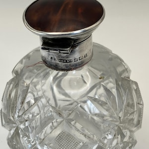 Art Deco cut glass silver topped container