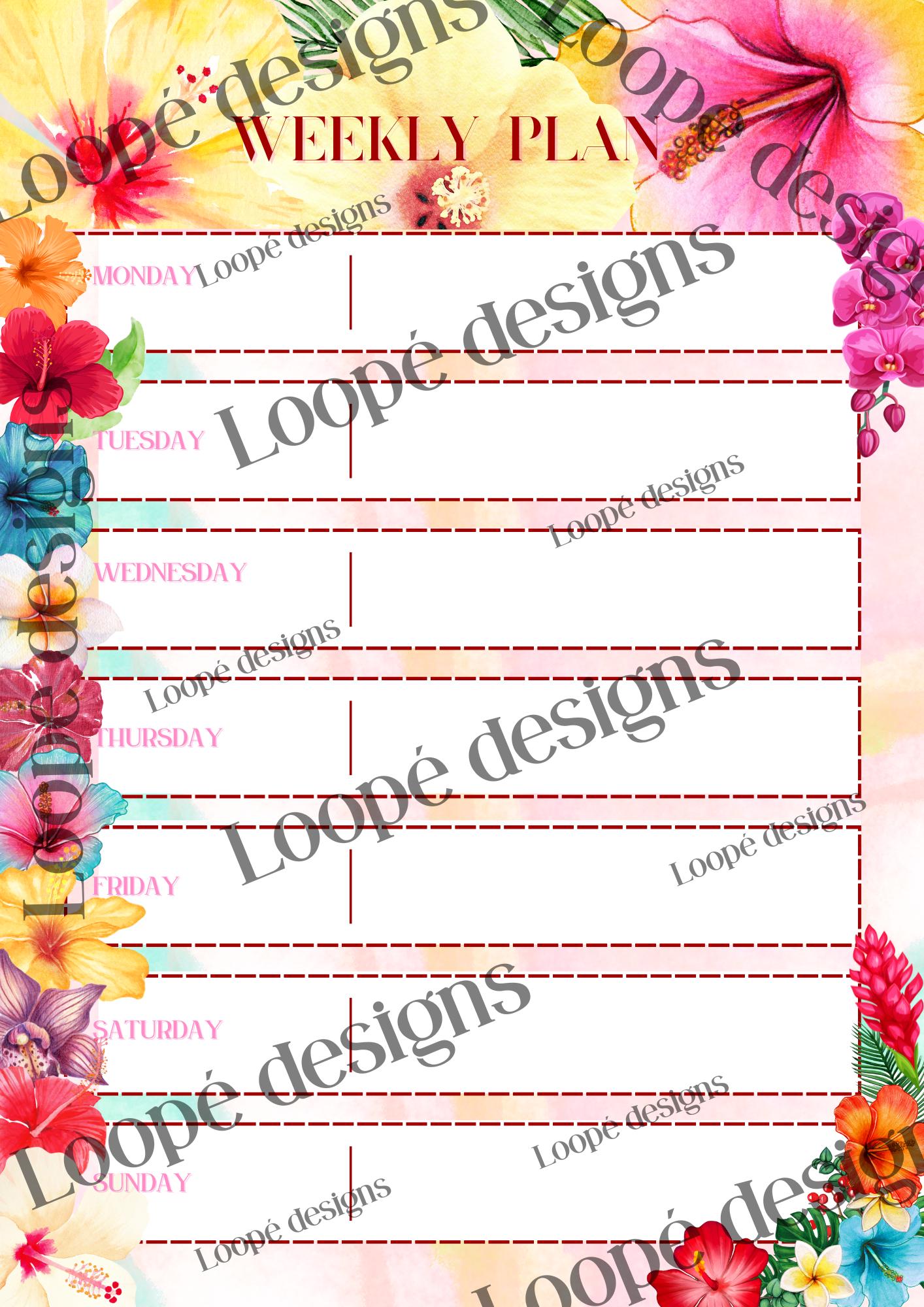 Printable Weekly Planner Floral Digital Download - Etsy Australia