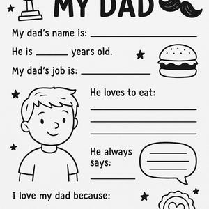 Father’s Day questionnaire for kids.