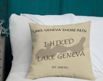 Lake Geneva - Pillow - Shore Path - Premium Pillow - Fontana - Williams Bay