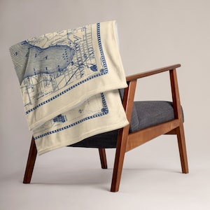 Lake Geneva - Map - Throw Blanket - Fontana - Williams Bay - Wisconsin - Vintage