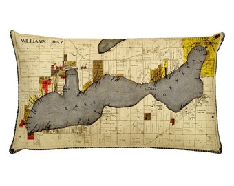 Lake Geneva - Wisconsin - Rectangular Pillow - Map -  Pillow - WI