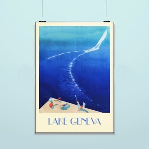 Lake Geneva - Wisconsin - Travel Poster - Poster - Print - Vintage - Boating