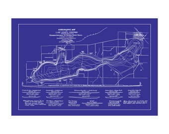 Lake Geneva - Wisconsin - Map - Poster - Print - Vintage - Depth Map _ WI