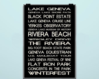 Lake Geneva - Wisconsin - Wi - Travel Poster - Poster - Print - Vintage - Bus Roll