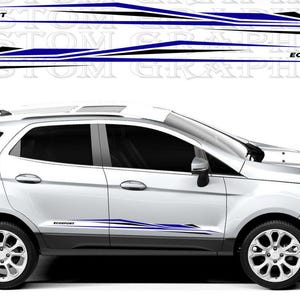 Decalcomanie Ecosport Racing – Coppia di adesivi in vinile personalizzati – Grafica sportiva per SUV elettrico
