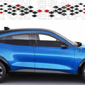 Decalcomanie Mustang Mach-E Racing – Coppia di adesivi in vinile personalizzati – Grafica sportiva per SUV elettrico